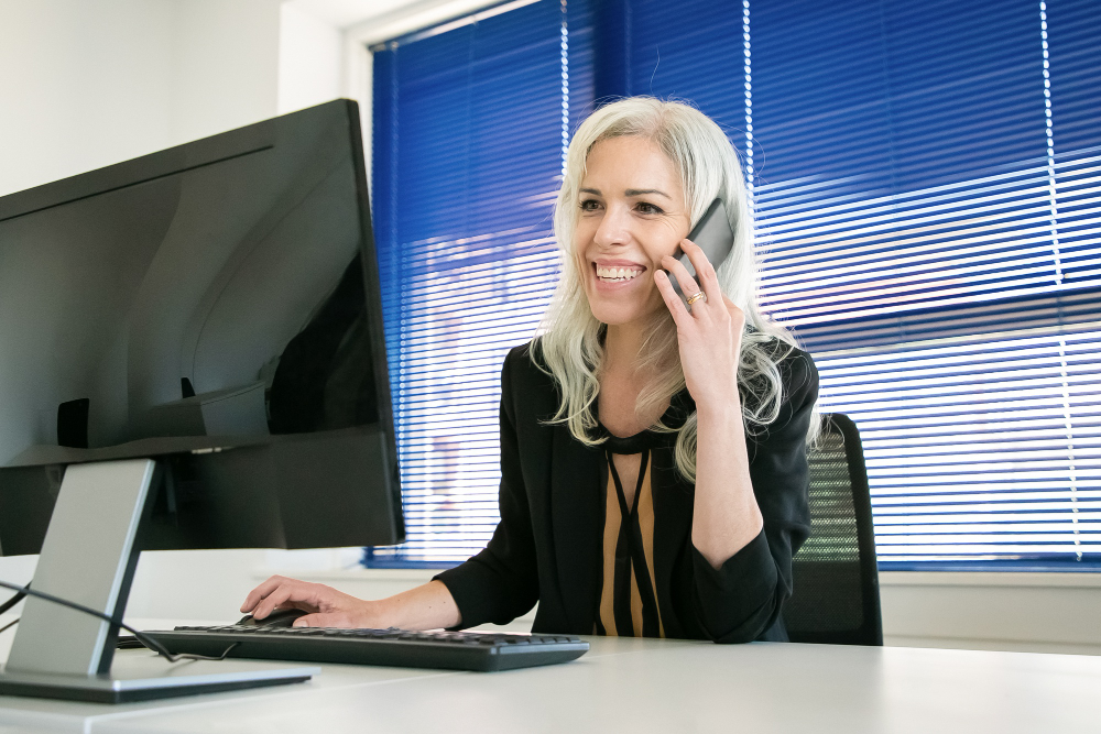appoinment setter sitting at computer