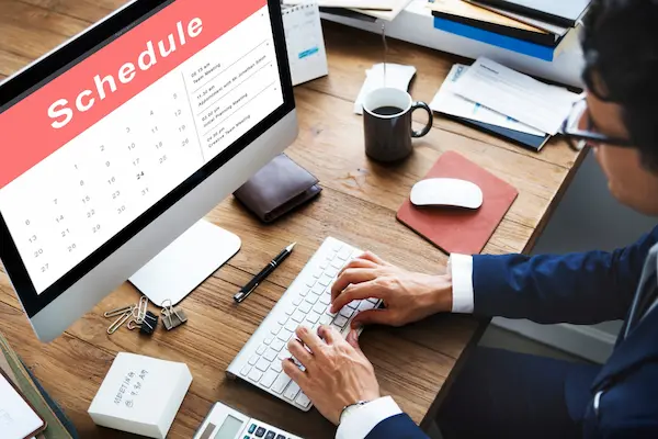 appointment setting with computer and desk